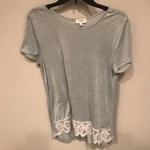 Cute blue/green shirt with lace detailing